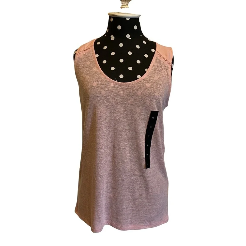 Banana Republic Womens Tank‎ Top Size XS Pink Peach Linen Slub Knit NEW